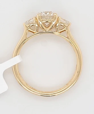 1.61ct Lab Grown Diamond & 9ct Gold Trilogy Ring 3.3g Size M