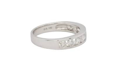 1.00ct Natural Diamond & 18ct White Gold 4.4mm Wedding/Eternity Band 3.80g