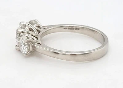 2.06ct Lab Grown Diamond & Platinum Trilogy Ring 5.6g Size: L