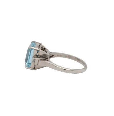 4.61ct Aquamarine & 0.16ct Diamond Platinum Dress Ring- 6.5g