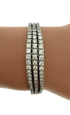 3.00ct Diamond & 10ct White Gold Triple Row Adjustable Tennis Bracelet 14.9g
