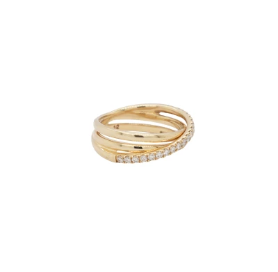 0.30ct Lab Grown Diamond & 9ct Gold Cross Over Band 3.6g