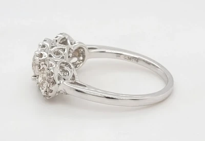 1.05ct Diamond & 9ct White Gold Halo/Trilogy Ring 3.6g N