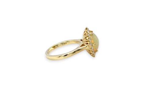 2.29ct Natural Opal & Diamond Halo Ring 9ct Gold 4.8g