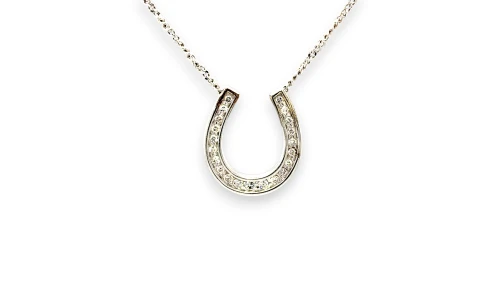 0.25ct Natural Diamond & 9ct White Gold Horse Shoe Necklace (18.5 x 16.0mm)  17inch 4.08g