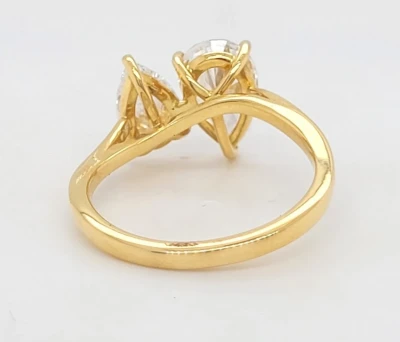 2.45ct Lab Grown Double Diamond & 18ct Gold Solitaire Ring 3.8g