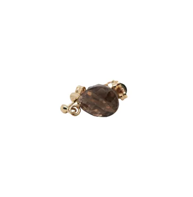 5.00ct Smokey Quartz & 9ct Gold Drop Stud Earrings (21.0 x 9.0mm) 2.27g