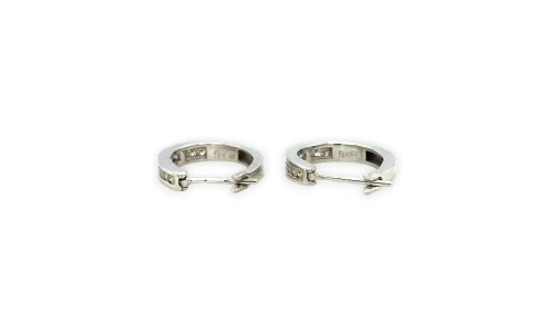 0.40ct Natural Diamond & 9ct Oval Huggies/Hoop Earrings (20.0 x 3.4mm) 4.3g
