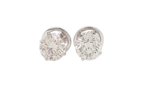 3.03ct  Natural Diamond & 18ct White Gold 7.0mm Stud Earrings 3.1g