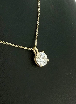 1.00ct Lab Grown Diamond & 9ct Gold Solitaire Pendant 16/18 Inch