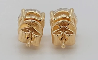 2.01ct Lab Grown Diamond & 9ct Gold Solitaire Stud Earrings 1.8g