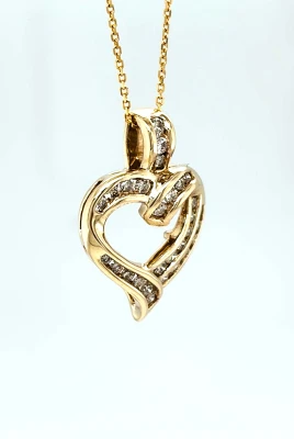 0.50ct Diamond & 9ct Gold Heart Pendant ( 22.3 x 15.5 x 4.0mm) 2.4g
