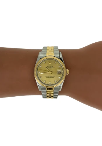 Rolex 31mm Datejust Diamond Dial - 18ct Gold & Stainless Steel Year 1990 Model: 68273