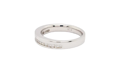 0.24ct Natural Diamond & 18ct White Gold 3.7mm Offset Wedding/Eternity Band 4.9g
