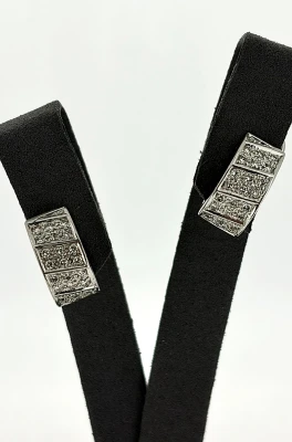 0.74ct Diamond & 18ct White Gold Huggies Style Earrings (17 x 8.2mm) 13.9g