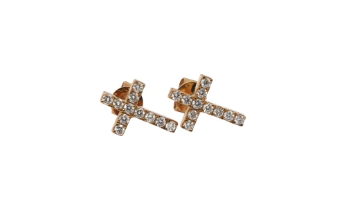 0.15ct Natural Diamond & 9ct Gold Cross Earrings 1.3g