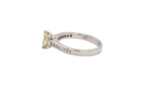 0.99ct Natural Yellow/White Diamond & 18ct White Gold Solitaire Ring 3.3g