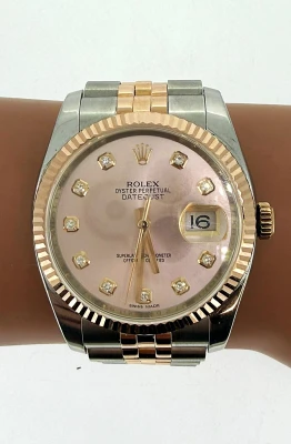 Rolex 36mm DateJust 18ct Rose Gold & Stainless Steel 2013 Box & Papers Model: 116231