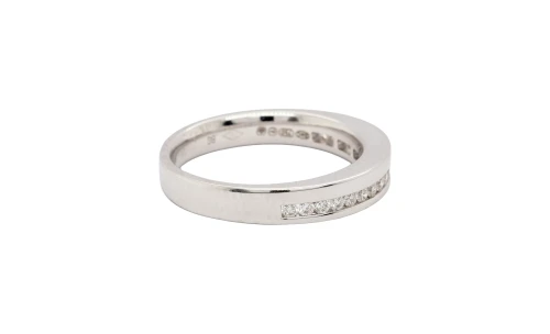 0.24ct Natural Diamond & 18ct White Gold 3.7mm Offset Wedding/Eternity Band 4.9g