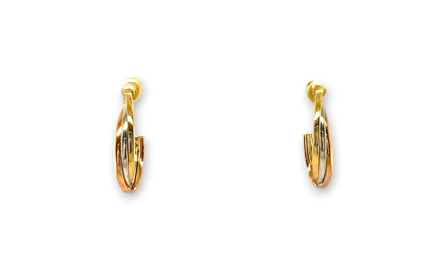 9ct Yellow/White/Rose Gold Russian Wedding Style (20 x 4mm) Stud Earrings 1.4g