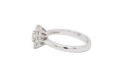 1.00ct Natural Diamond & 18ct White Gold Cluster Ring 5.1g