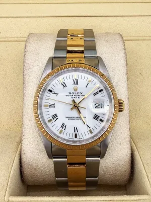 Rolex 34mm Oyster Perpetual Date- 18ct Gold & Stainless Steel 1995 Box & Papers Model: 15223