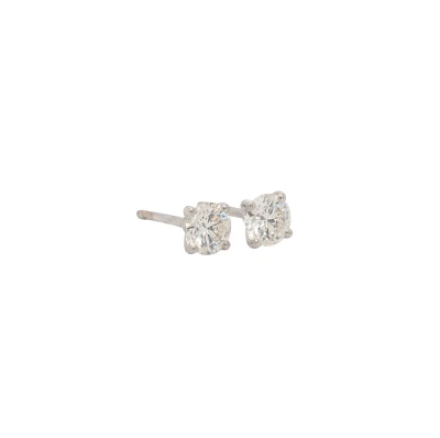 0.86ct Natural Diamond & 18ct White Gold Stud Earrings 0.7g