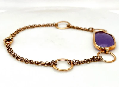 9ct Rose Gold & Lavender Quartz Bracelet 4.9g 7.5inch