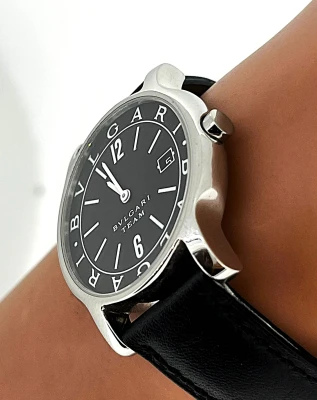 Bvlgari 35.5mm Team ( Year 2018) Stainless Steel & Leather Model: ST355 Watch
