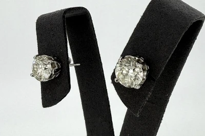 4.04ct Diamond & 18ct White Gold Solitaire Stud Earrings 4.9g