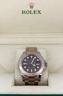 Rolex 40mm YachtMaster 18ct Gold & Stainless Steel CHOCOLATE DIAL 2022 Box & Papers UNWORN Model 126621