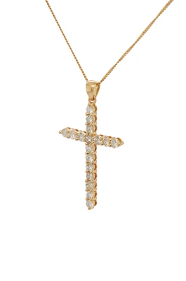 1.22ct Lab Grown Diamond & 9ct Gold Cross Pendant (37 x 20.5mm) 1.86g