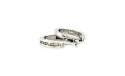 0.40ct Natural Diamond & 9ct Oval Huggies/Hoop Earrings (20.0 x 3.4mm) 4.3g