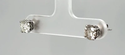 1.31ct Diamond & 18ct White Gold Solitaire Stud Earrings 1.9g