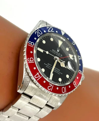 Rolex 40mm GMT Master "Pepsi" Stainless Steel Year 1966 - Model: 1675/0