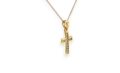 0.25ct Natural Diamond & 9ct Gold Cross Pendant ( 24.5 x 11.5 x 2.0mm) 1.68g