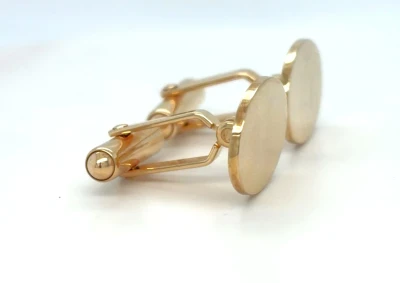 9ct Gold Hinged Oval Cufflinks 18.2mm x 12.7mm - 8.8g