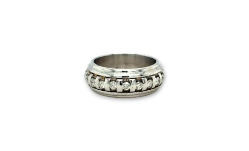 1.00ct Diamond & 18ct White Gold 7.5mm Spinner Ring/Band 8.0g