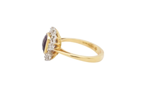 1.50ct Amethyst & 0.60ct Diamond - 18ct Yellow Gold, 6.3g