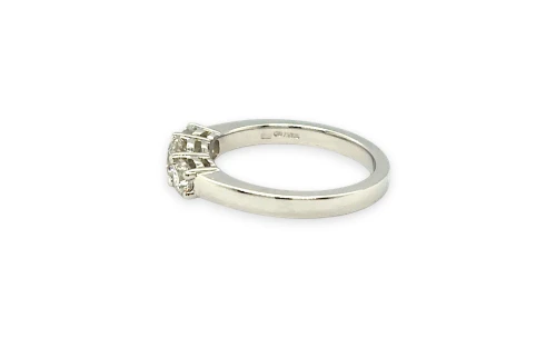 1.00ct Natural Diamond & 18ct White Gold Trilogy Ring 4.7g