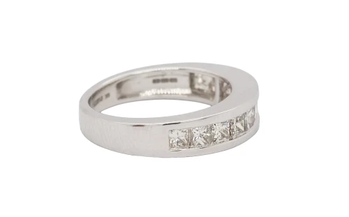 1.50ct Natural Princess Cut Diamond & 9ct White Gold 5.3mm Eternity/Wedding Band 4.93g