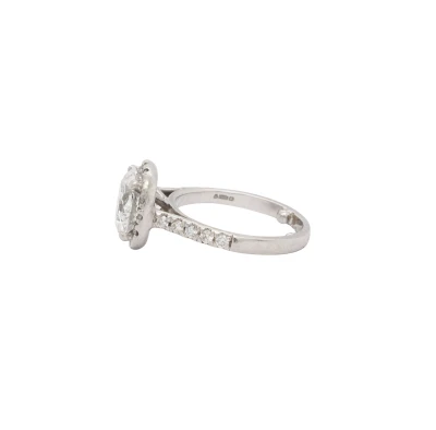 3.41ctDiamond & Platinum Halo Solitaire Ring 6.2g