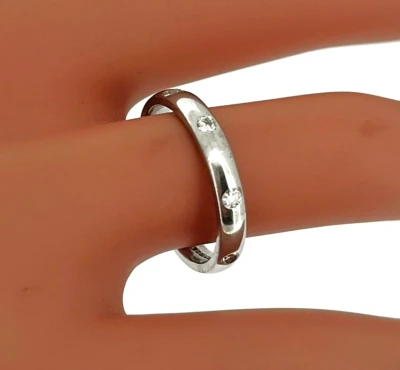 0.24ct Diamond & 9ct White Gold 3mm Wedding Band 2.6g