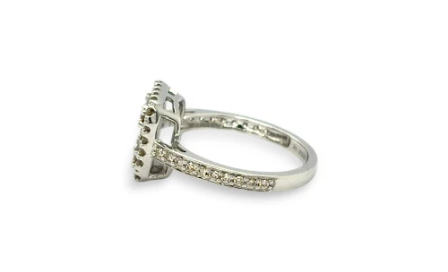 1.05ct Natural Diamond & 9ct White Gold Cluster Solitaire Ring 3.0g