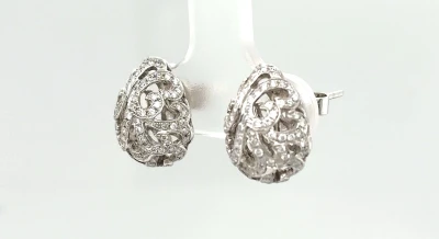 0.80ct Diamond & 18ct White Gold Ornate Stud Earrings 3.0g