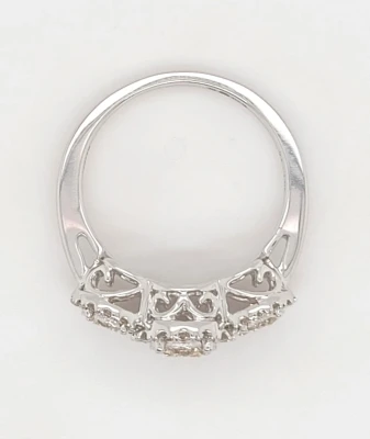 1.05ct Diamond & 9ct White Gold Halo/Trilogy Ring 3.6g N
