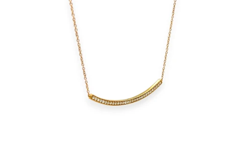0.24ct Natural Diamond & 9ct Gold Smile Necklace 16/18Inch 2.20g