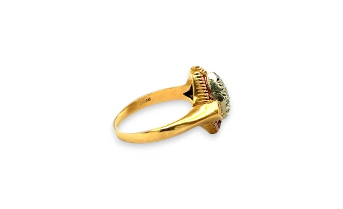 0.80ct Ruby & 0.30ct Diamond Art Deco Style Dress Ring -18ct Gold 7.3g