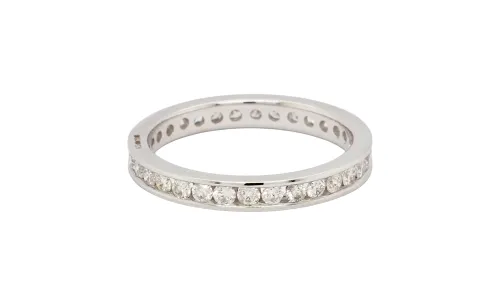 1.00ct Natural Diamond & 18ct White Gold 3.0mm Full Eternity/Wedding Band 3.5g