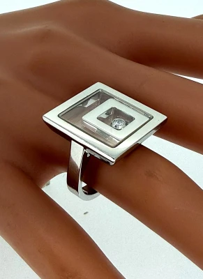 Chopard Happy Spirit Ring 0.10ct Floating Diamond & 18ct White Gold 16.7g